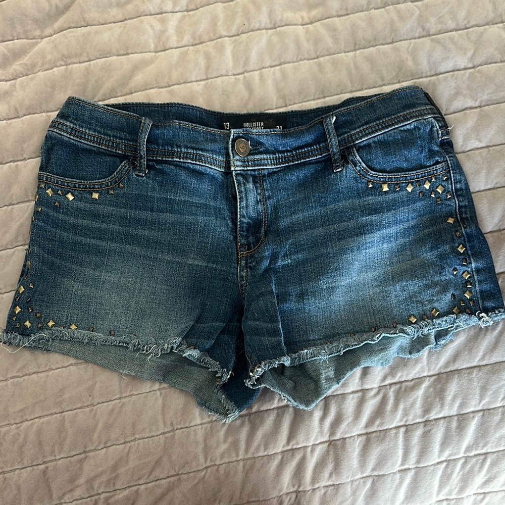 Hollister Blue Jean Shorts Distressed Cut-Off Style